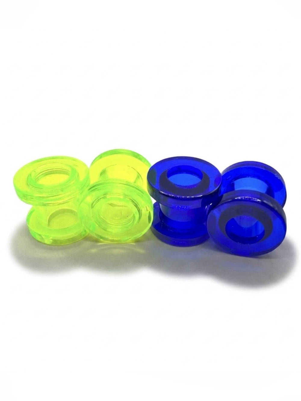 Set of 2 Pairs 0g Acrylic Ear Gauges Plugs Screw on Tunnels - Blue & Neon